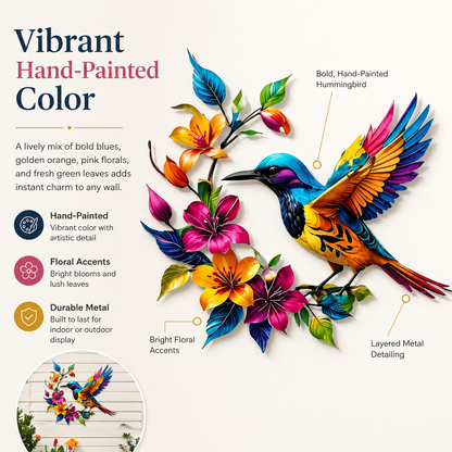 🔥2026 Hot Sale - 🐦Hummingbird Bloom Metal Wall Art