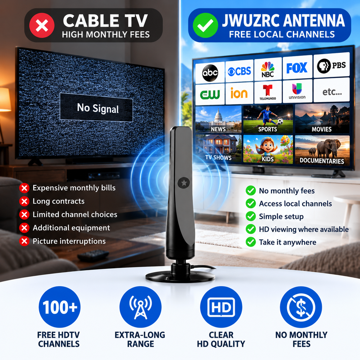 HD TV Antenna – No Subscription, Easy Setup